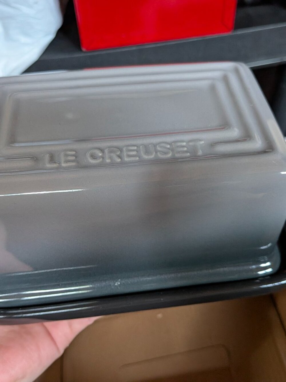 Le Creuset butter dish in Oyster grey